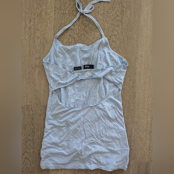 Baby Blue Ruched Halter top - Picture 2 of 4